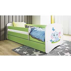 Kocot Kids Barnsäng Babydreams Grön Elephant Med Låda 160x80cm