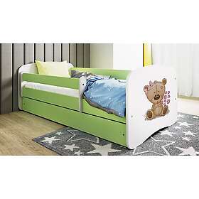 Kocot Kids Barnsäng Babydreams Grön Bear With Flowers Med Madrass 160x80cm