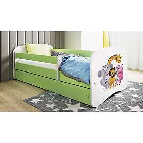 Kocot Kids Barnsäng Babydreams Grön Zoo Med Låda Och Madrass 140x70cm