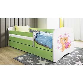 Kocot Kids Barnsäng Babydreams Grön Bear With Butterflies Med Låda 140x70cm