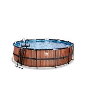 Exit Wood Pool Ø488X122Cm Med Filterpump Brun Pooler