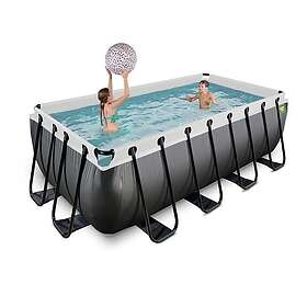 Exit Svart Leather Pool 400X200X122Cm Med Filterpump Svart Pooler