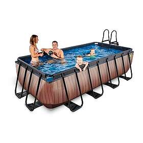 Exit Wood Pool 400X200X100Cm Med Sandfilterpump Brun Pooler