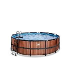 Exit Wood Pool Ø450X122Cm Med Filterpump Brun Pooler