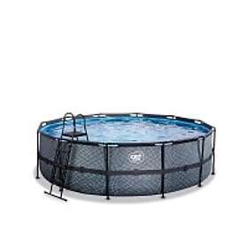 Exit Stone Pool Ø488X122Cm Med Filterpump Grå Pooler