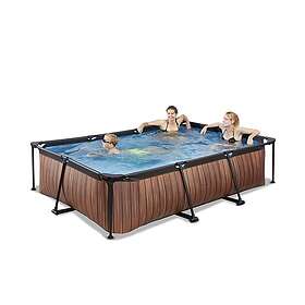 Exit Wood Pool 300X200X65Cm Med Filterpump Och Solsegel Brun Pooler
