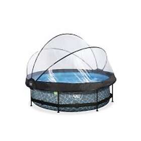 Exit Stone Pool Ø300X76Cm Med Filterpump Och Tak Grå Pooler