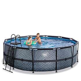 Exit Stone Pool Ø450X122Cm Med Sandfilterpump Grå Pooler