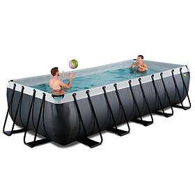 Exit Svart Leather Pool 540X250X122Cm Med Sandfilterpump Och Tak Svart Pooler