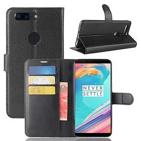 OnePlus 5T Plånboksfodral PU-läder Litchi Svart