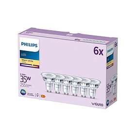 Philips LED-spotlight klar finish GU10 3,5 W varmt vitt ljus 2700 K (paket om 6)