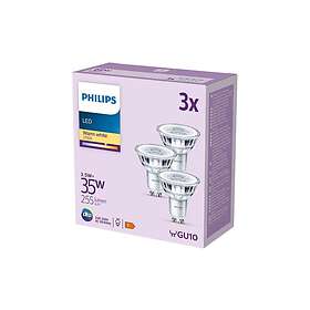 Philips LED-spotlight klar finish GU10 3,5 W varmt vitt ljus 2700 K (paket om 3)