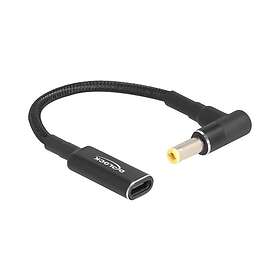 DeLock Adapterkabel för Laptop Laddningskabel USB Type-C™ hona till 5,5 x 2,5 mm hane 90° vinklad 15 cm