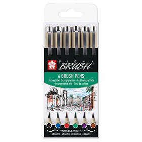 Sakura Pigma Brush 6-set Basic Colours