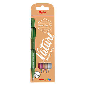 Pentel Fude Touch Sign Pen 4-set Nature