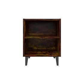 Sängbord med metallben 2 st rökfärgad ek 40x30x50cm