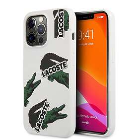 Lacoste iPhone 13 Pro Max Skal Liquid Silicone Allover Pattern Vit