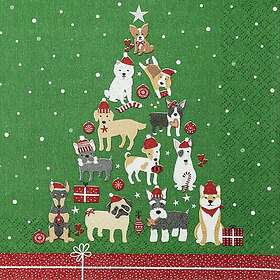 Home Fashion Serviett 33x33cm Julepyntede Hunder