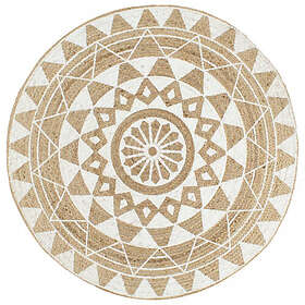 vidaXL Handgjord jutematta med vitt tryck 120 cm