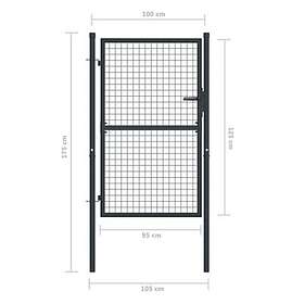 vidaXL Nätgrind för trädgård galvaniserat stål 100x175 cm grå 145772