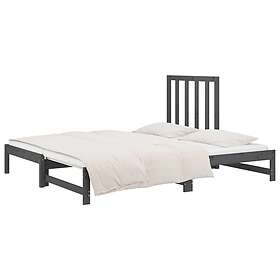 vidaXL Utdragbar dagbädd grå 2x(90x190) cm massiv furu 3108329