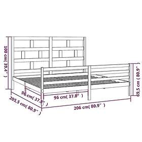vidaXL cadre de lit svart massiv furu 200x200 cm 3101307