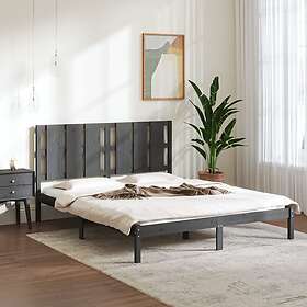 vidaXL Sängynrunko grå massiv furu 160x200 cm 3105612