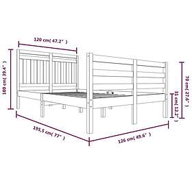vidaXL Seng Ramme svart massivt trä furu 120x190 cm 3100628