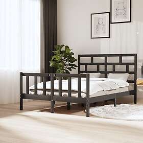 vidaXL Sängynrunko grå massiv furu 140x200 cm 3101350