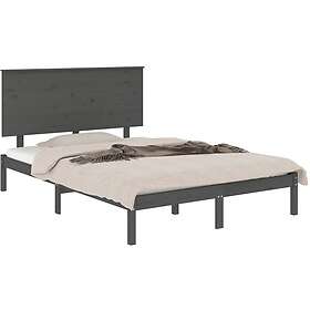 vidaXL Sängynrunko grå massiv furu 140x200 cm 3104805