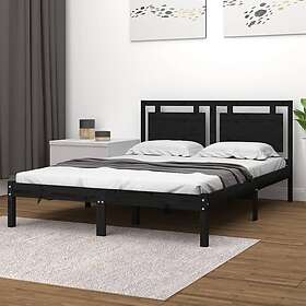 vidaXL Sängynrunko svart massivt trä 140x200 cm 3105539