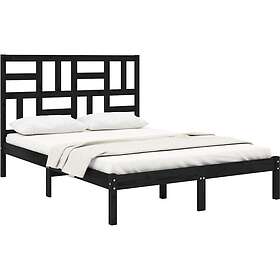 vidaXL Sängynrunko svart massivt trä 140x190 cm 3105934