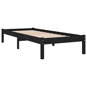 vidaXL Sängynrunko svart massivt trä 75x190 cm liten enkelsäng 3105629
