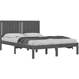 vidaXL Sängynrunko grå massiv furu 160x200 cm 3104425