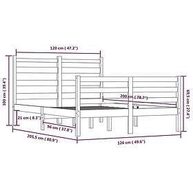 vidaXL Bed Frame massiv furu 120x200 cm vit 3103709