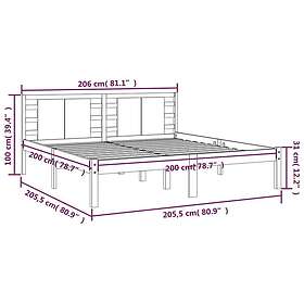 vidaXL Sengeramme grå massiv furu 200x200 cm