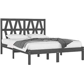vidaXL Seng Ramme grå massiv furu 140x190 cm 3103980