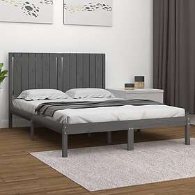 vidaXL Sängynrunko grå massiv furu 140x190 cm 3104395