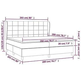 vidaXL Ramsäng med madrass gräddvit 200x200 cm tyg 3128554