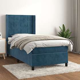 vidaXL Ramsäng med madrass mörkblå 90x200 cm sammet 3132661