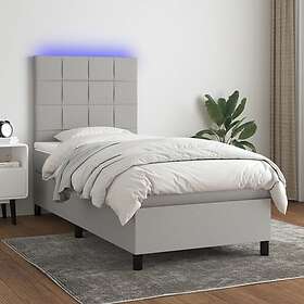 vidaXL Ramsäng med madrass & LED ljusgrå 80x200 cm tyg 3134829