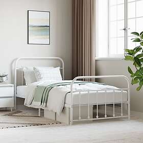 vidaXL Bed Frame med huvudgavel och fotgavel vit metall 107x203 cm 352641