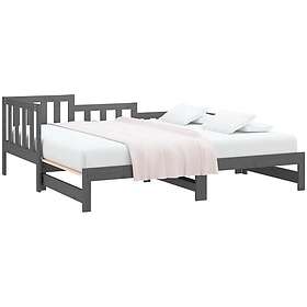vidaXL Utdragbar dagbädd grå 2x(90x190) cm massiv furu 820748