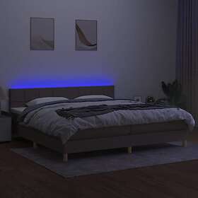 vidaXL Ramsäng med madrass & LED taupe 200x200 cm tyg 3133745