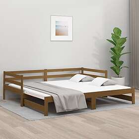 vidaXL Utdragbar dagbädd honungsbrun 2x(90x190) cm massiv furu 814657