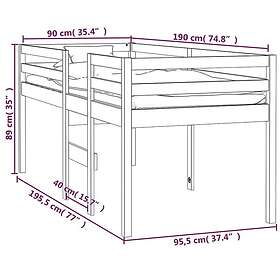 vidaXL Hög säng honungsbrun 90x190 cm massiv furu 821617