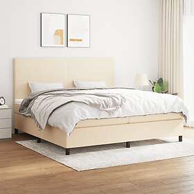 vidaXL Ramsäng med madrass gräddvit 200x200 cm tyg 3141646