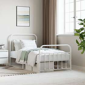 vidaXL Bed Frame med huvudgavel och fotgavel vit metall 100x190 cm 352639