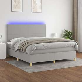 vidaXL Ramsäng med madrass & LED ljusgrå 180x200 cm tyg 3135293