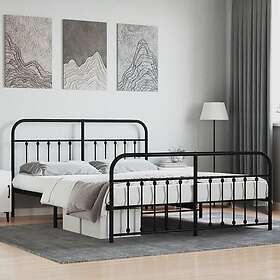 vidaXL Bed Frame med huvudgavel och fotgavel svart metall 180x200 cm 352600